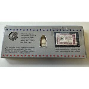 Civil‎ War Remembrance Commemorative Set Stamp Bullet & Coin-
